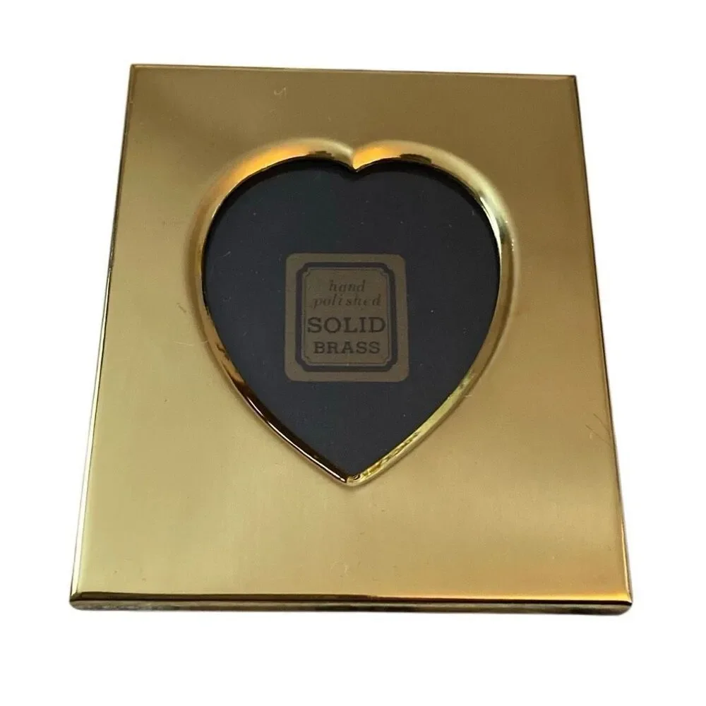 Vintage Lot 4 Solid Brass Picture Frames Gold-tone 2.5 x 3.5 Heart Korea cottage